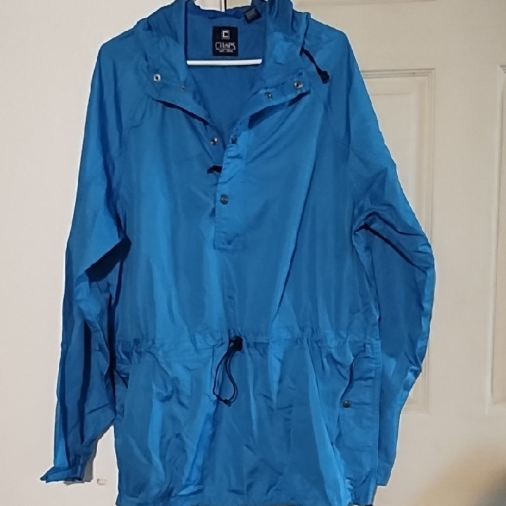 Chaps Blue Windbreaker Jacket With Hood
